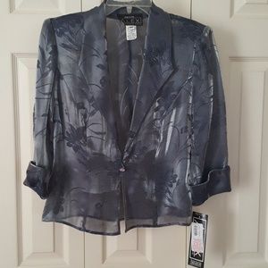 ALEX Evenings sheer jacket w/floral print